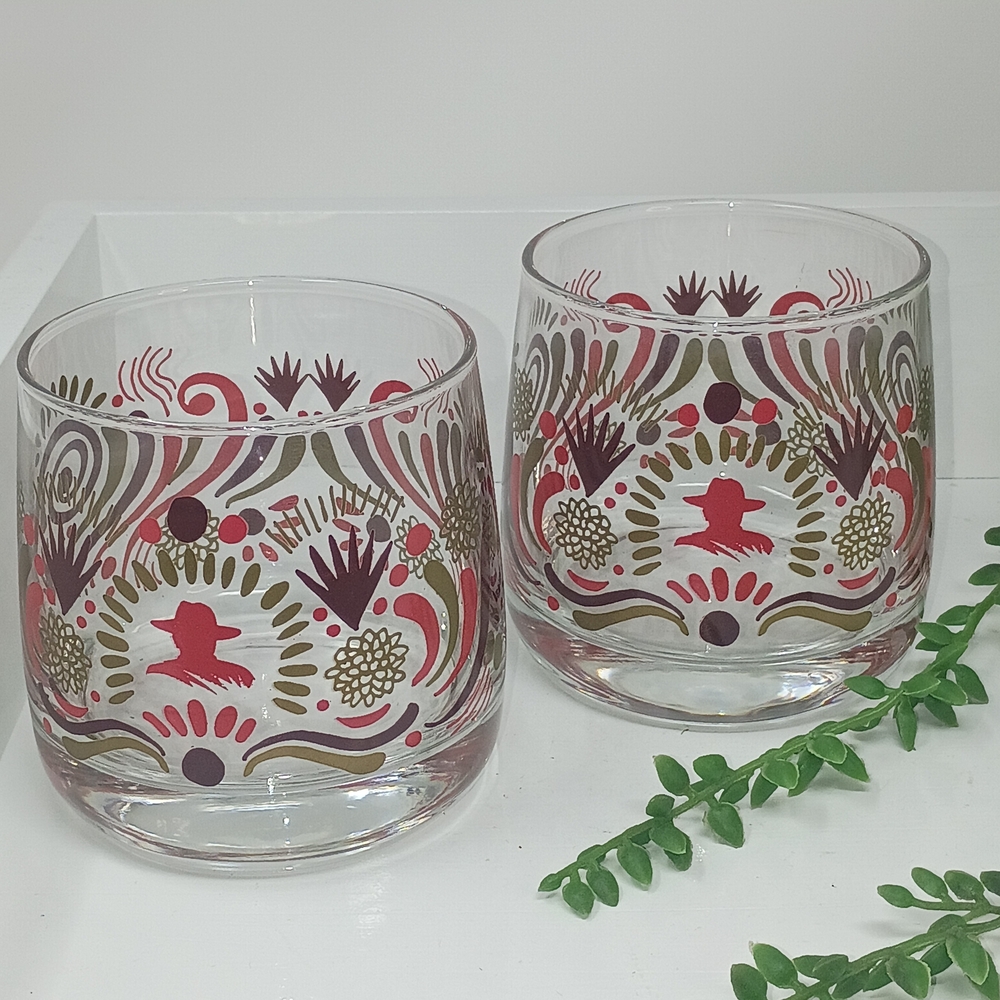 Set of 2 Don Julio Patterned Glass Tumblers Drinking Glasses - Picture 2 of 5